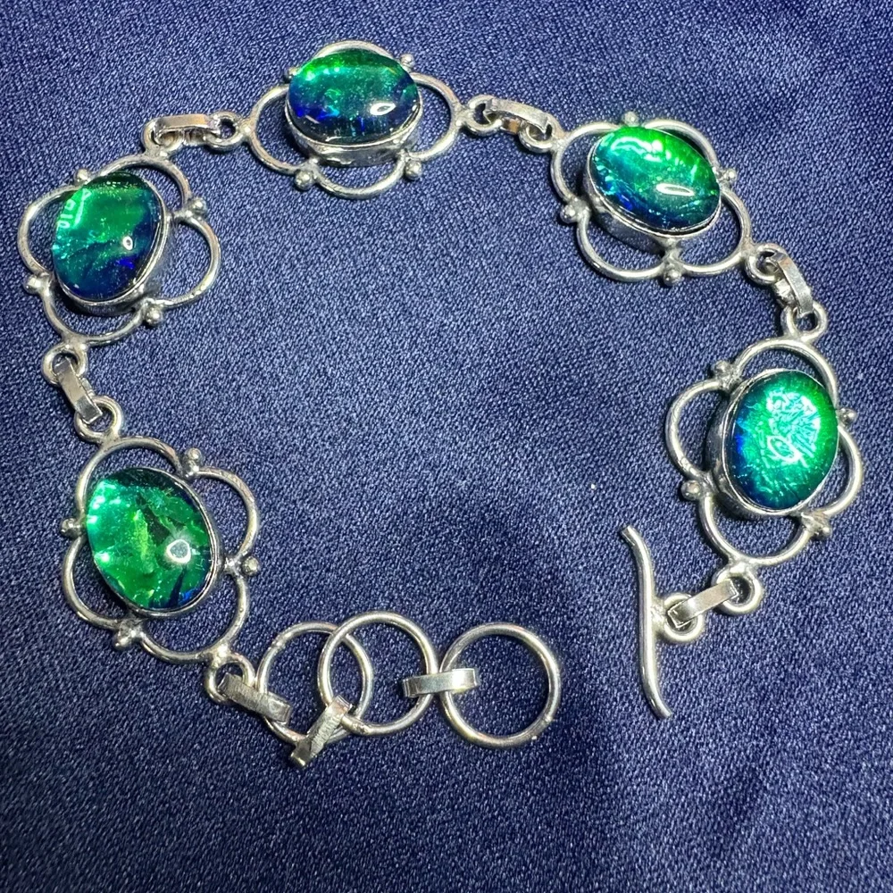 Bracelet Australian Opal Silver Adjustable Colorful Bold Statement